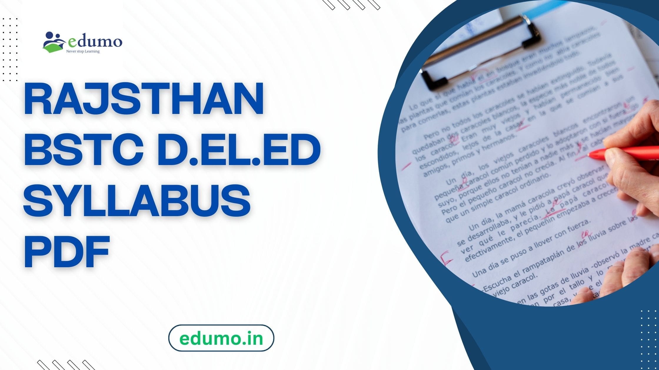 Rajsthan BSTC D.EL.ED Syllabus PDF